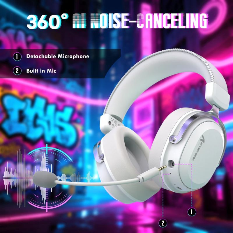 Ігрова гарнітура Attack Shark L30PRO Wireless, 2.4GHz/Bluetooth/3.5mm AUX/AUX-to-Type-C, White (L30PROW_AS)