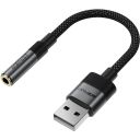 Перехідник USB-A --> 3.5 mm 15cm audio converter J13 Acefast black (6974316285298)