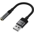 Перехідник USB-A --> 3.5 mm 15cm audio converter J13 Acefast black (6974316285298)