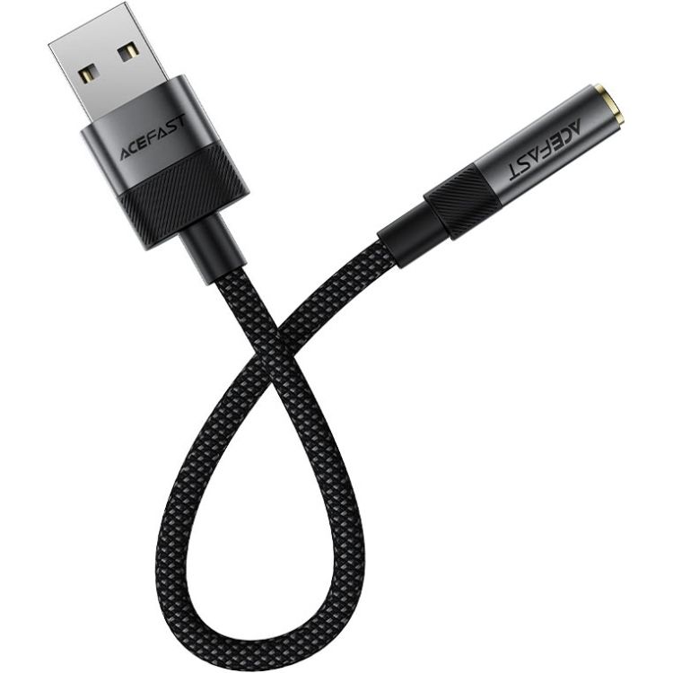 Перехідник USB-A --> 3.5 mm 15cm audio converter J13 Acefast black (6974316285298)