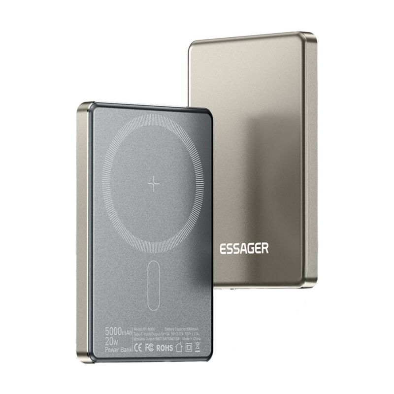 Универсальная мобильная батарея Essager Cross-Border 5000mAh 20W Magsafe/PD/QC3.0 Grey (EDY5K-YJ0A-Z)