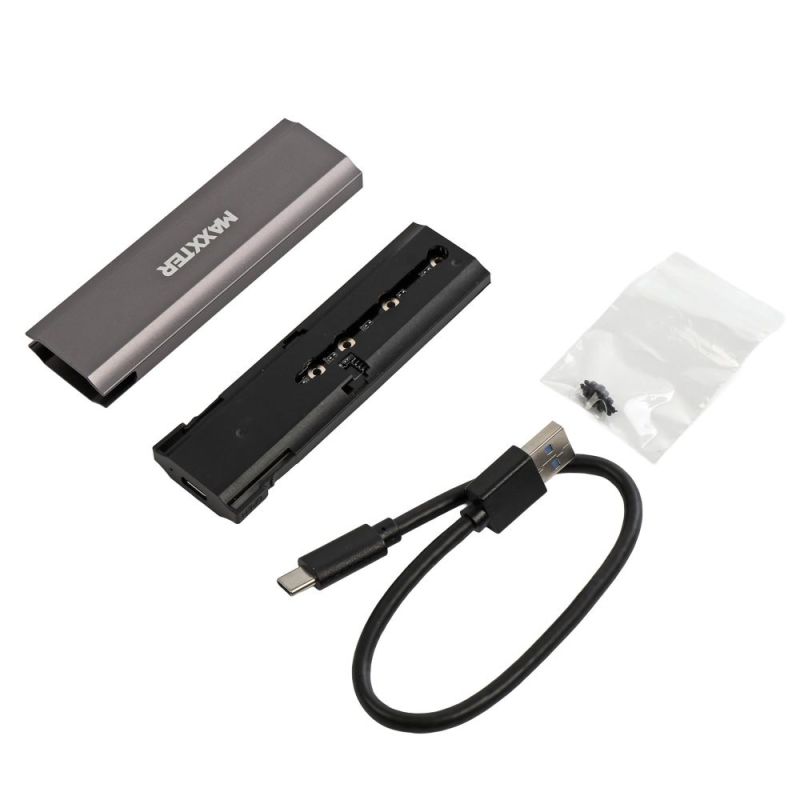 Внешний карман Maxxter M.2 NVMe PCIe, USB 3.1 Type-C Gen2, Metal, Black (EHDE-2280S-02)