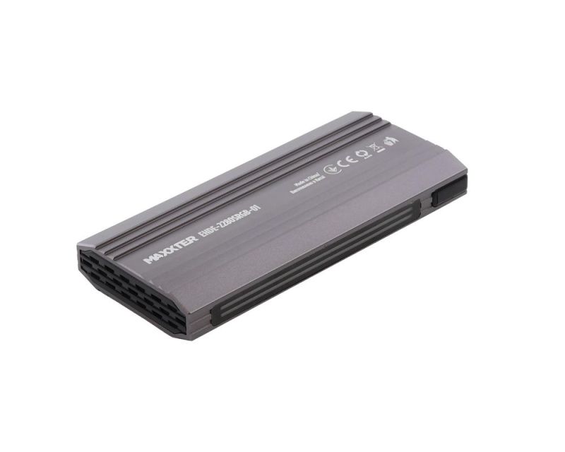 Внешний карман Maxxter M.2 NVMe PCIe, USB 3.1 Type-C Gen2, RGB, Metal, Black (EHDE-2280SRGB-01)
