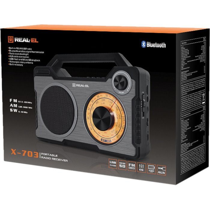 Радіоприймач REAL-EL X-703 Black (EL121800002)