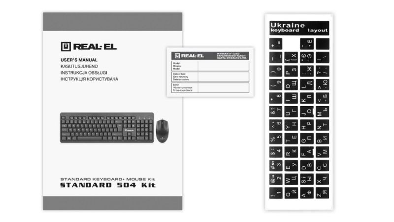 Комплект (клавиатура, мышь) REAL-EL Standard 504 Kit Black (EL123100037)