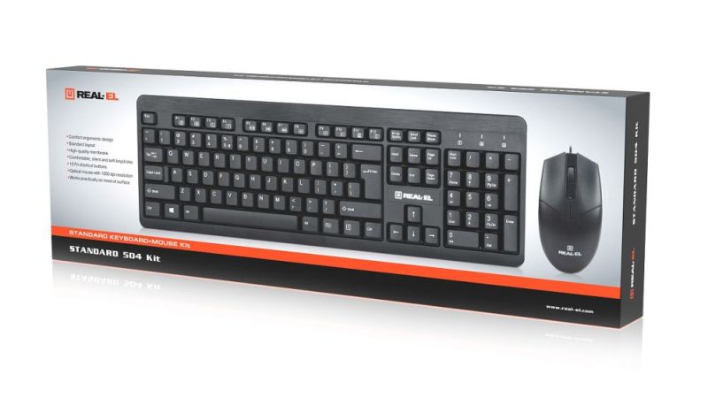 Комплект (клавиатура, мышь) REAL-EL Standard 504 Kit Black (EL123100037)