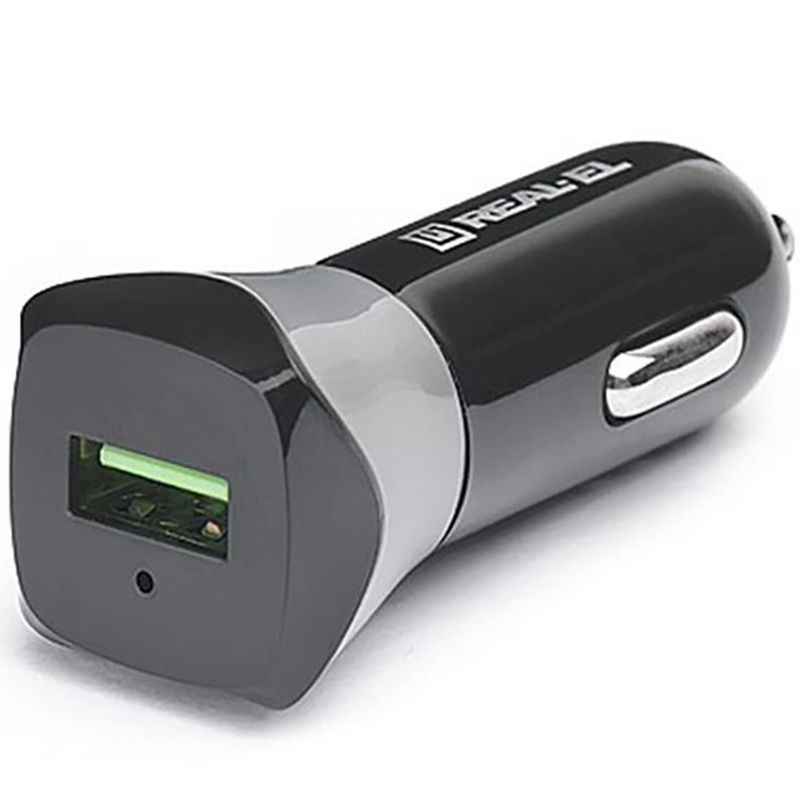 Автомобільний зарядний пристрій REAL-EL CA-30 QC3.0 (1USBx3A) Black/Grey (EL123160011)