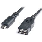Кабель REAL-EL USB - micro USB V 2.0 (F/M), 0.1 м, черный (EL123500014)