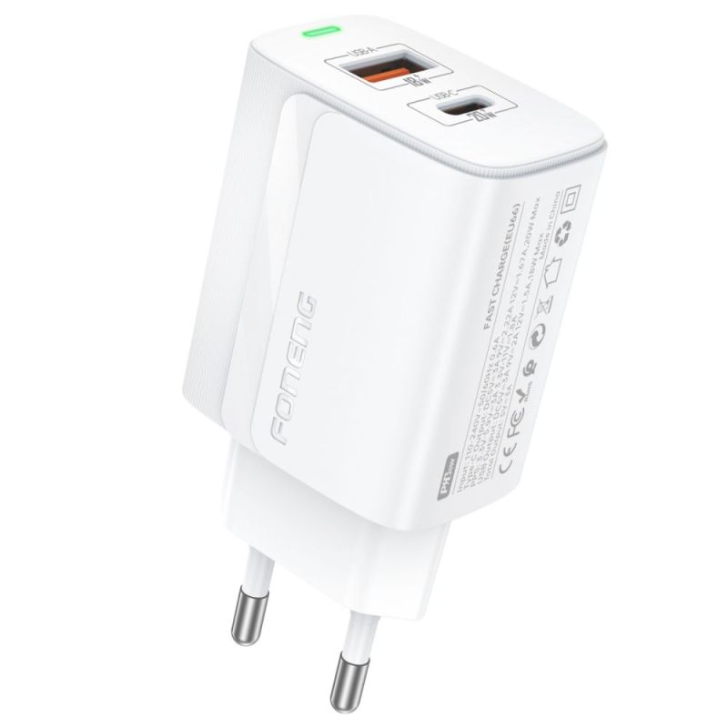 Зарядное устройство Foneng EU66 (USBх3A, USB-Cх3A) 20W White (EU66-CH-W)