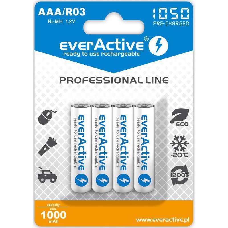Акумулятор everActive AAA/HR03 Ni-MH 1050mAh BL 4шт (EVHRL03-1050)