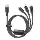 Кабель Essager Simple 3 in 1 USB - MicroUSB+USB Type-C+Lightning (M/M), 100W, 1.2 м Black (EXCMTL-JJ01-P)