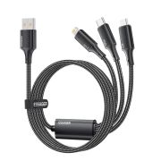 Кабель Essager Simple 3 in 1 USB - MicroUSB+USB Type-C+Lightning (M/M), 100W, 1.2 м Black (EXCMTL-JJ01-P)