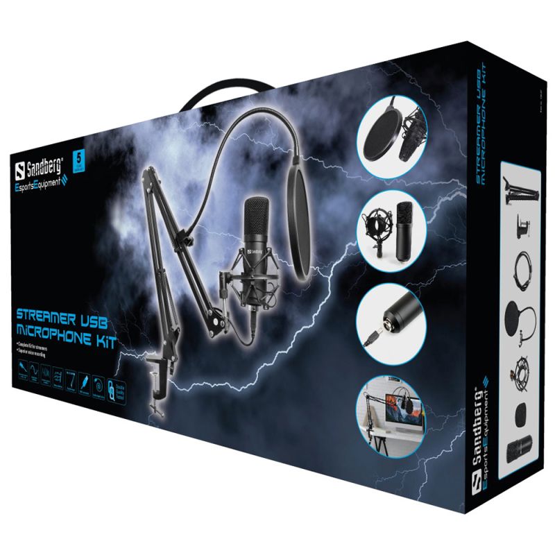 Ігровий стрім мікрофон Sandberg Streamer Kit USB, кабель 2,5м. (126-07)