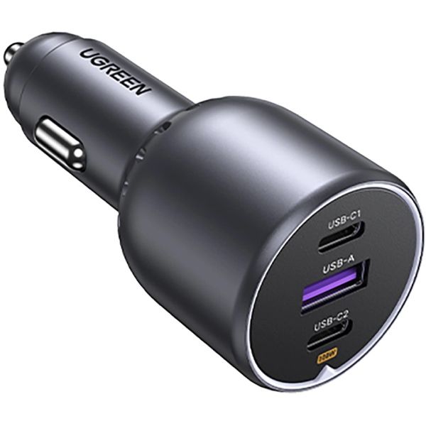 Автозарядка 3xUSB 130W (2xUSB-C+USB-A) QC 3.0 Чорна (EC705) UGREEN (35025)