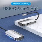 Док станція USB3.1 Type-C --> USBx3,3.0/SD/TF/PD 100W 6-in-1 Vention (TNHHB)