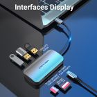 Док станція USB3.1 Type-C --> USBx3,3.0/SD/TF/PD 100W 6-in-1 Vention (TNHHB)