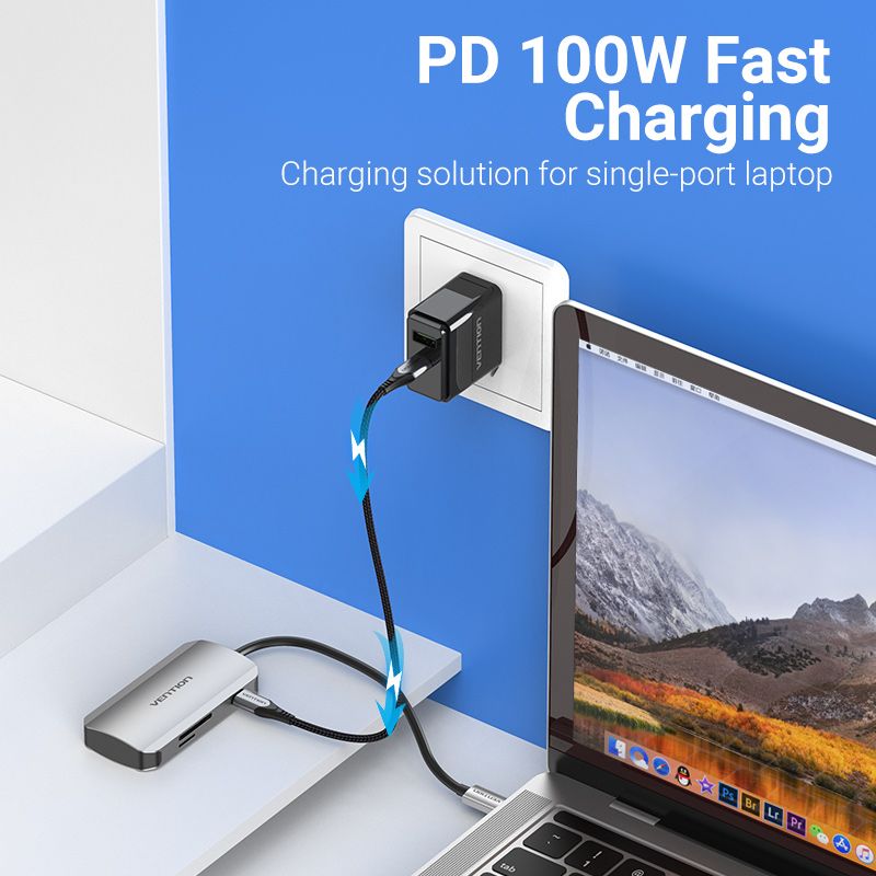 Док станція USB3.1 Type-C --> USBx3,3.0/SD/TF/PD 100W 6-in-1 Vention (TNHHB)