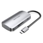 Док станція USB3.1 Type-C --> USBx3,3.0/SD/TF/PD 100W 6-in-1 Vention (TNHHB)