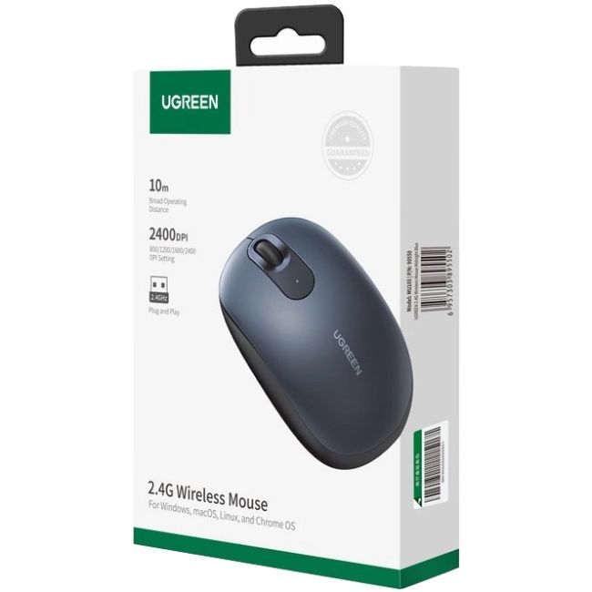 Мишка UGREEN 2.4GHz MU105, бездротова, 2400dpi., 3кн., Синя (90550)