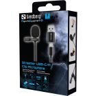 Мікрофон петличний Sandberg Streamer USB Clip USB-A/USB-C, провідний, кабель 3м, чорний (126-40)