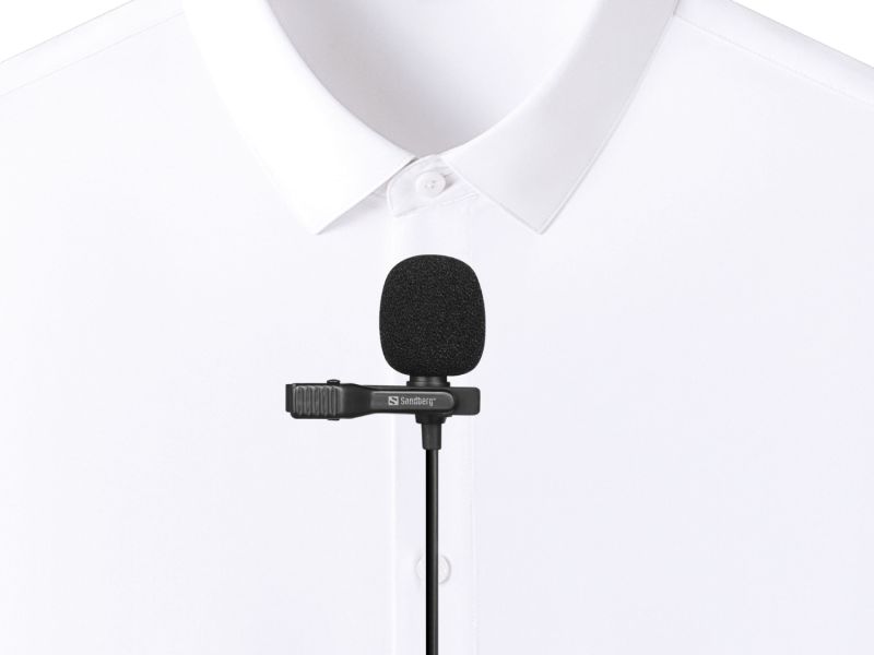 Мікрофон петличний Sandberg Streamer USB Clip USB-A/USB-C, провідний, кабель 3м, чорний (126-40)