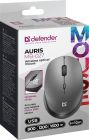 Мишка Defender Auris MB-027, бездротова, 3 кн. до 1600 dpi, безшумна, сіра (52029)