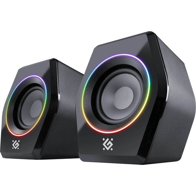 Акустична система 2.0 Defender Solar 9, 10Вт, Bluetooth, RGB підсвітка, USB, чорна (65939)