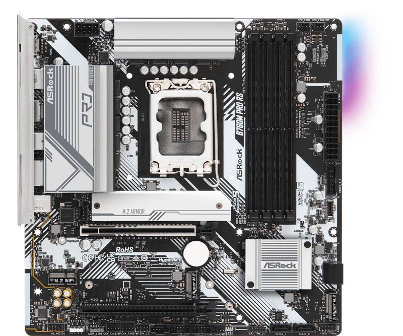 ASRock B760M PRO RS (1700/B760, 4*DDR5, 2xPCIex16, 4xSATA, 3xM.2, 2.5GLan, 7.1ch, mATX) (B760M PRO RS)