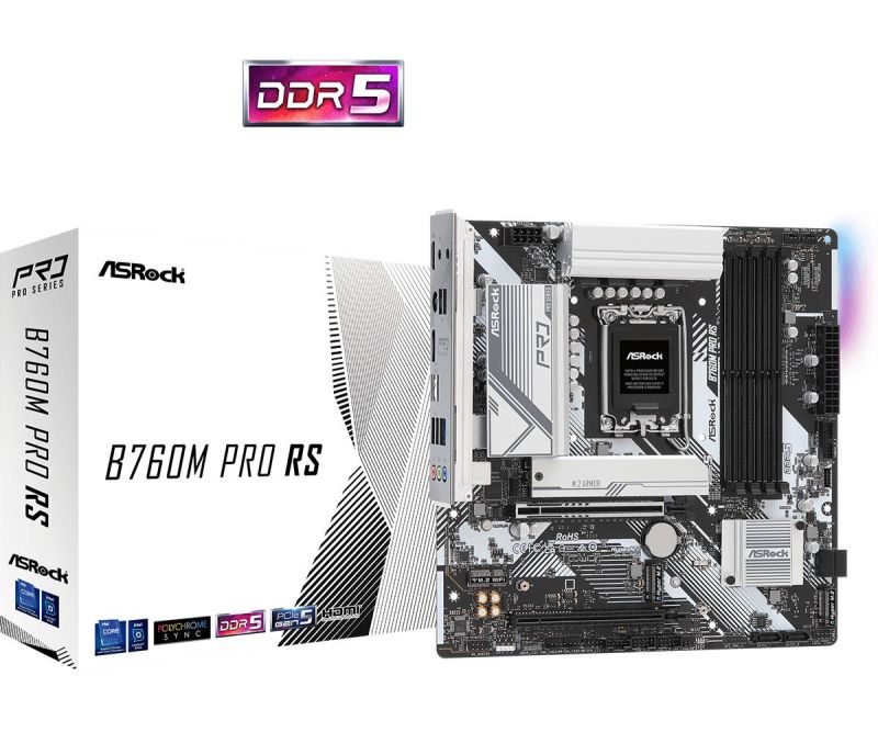 ASRock B760M PRO RS (1700/B760, 4*DDR5, 2xPCIex16, 4xSATA, 3xM.2, 2.5GLan, 7.1ch, mATX) (B760M PRO RS)
