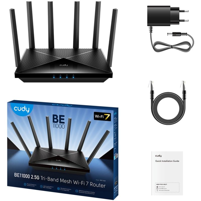Маршрутизатор Cudy WR11000, BE11000 2.5G Tri-Band Wi-Fi 7 Mesh Router (WR11000)