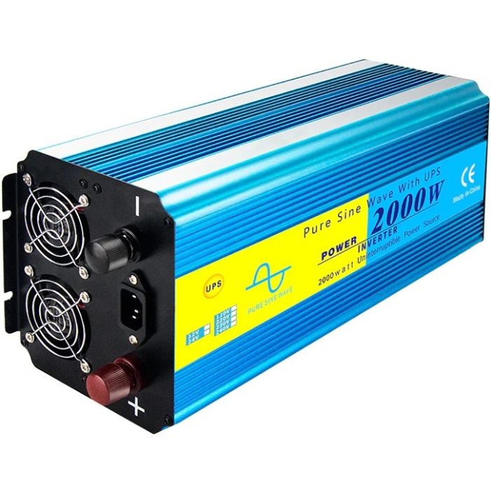 Інвертор Choetech з зарядкою, функція ДБЖ 12220V 2000Вт, LiFePO₄/Li-ion/AGM/GEL, чиста синусоїда (INV-C2000WUPS-EU)