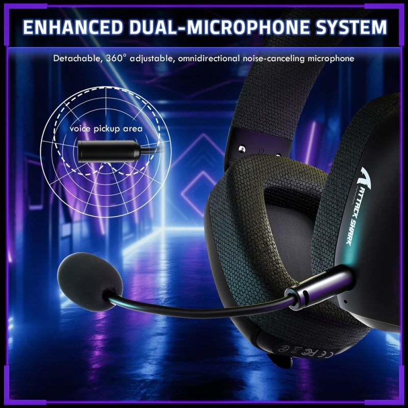 Ігрова гарнітура Attack Shark L80PRO Wireless, 2.4GHz/Bluetooth/3.5mm Black (L80PROB_AS)