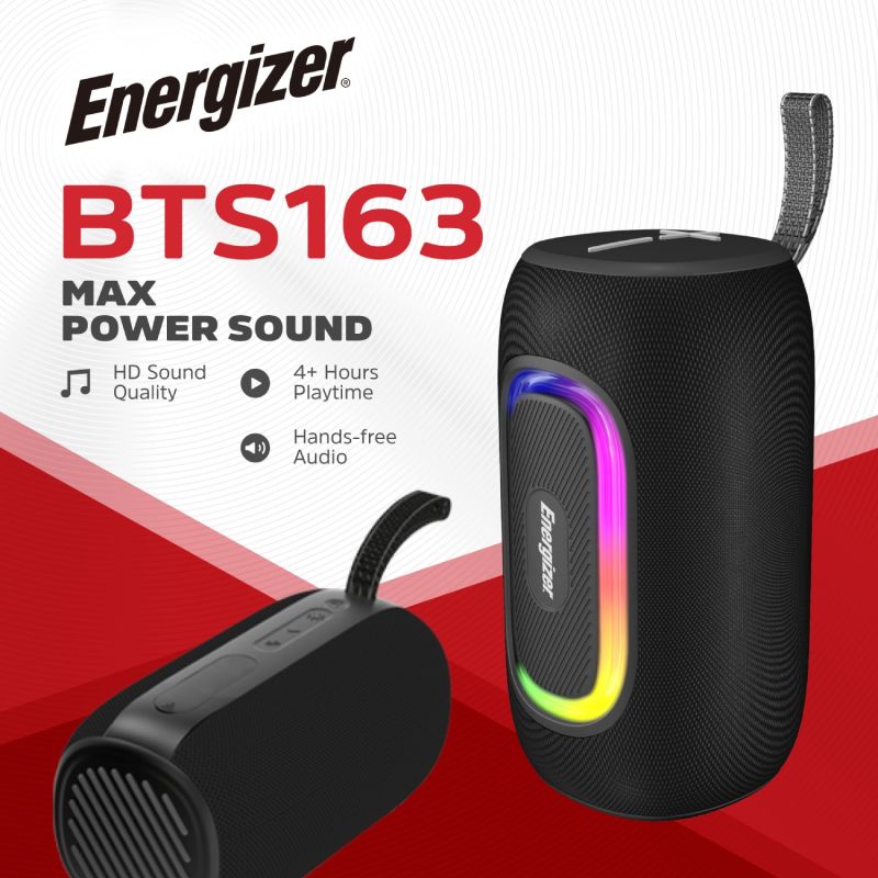 Акустична система 1.0 Energizer 16Вт Bluetooth 5.2/MicroSD/USB/AUX/FM,IPX65, чорна (BTS163)