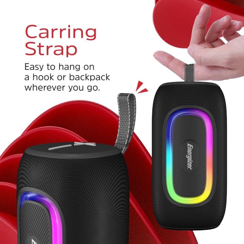 Акустична система 1.0 Energizer 16Вт Bluetooth 5.2/MicroSD/USB/AUX/FM,IPX65, чорна (BTS163)