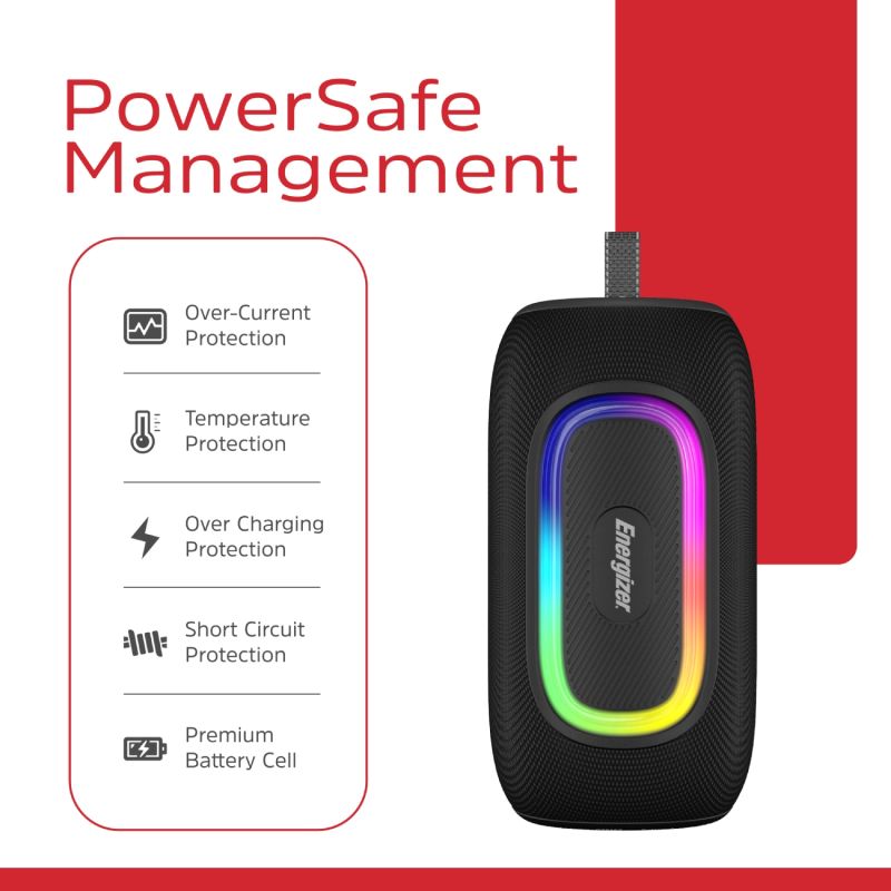 Акустична система 1.0 Energizer 16Вт Bluetooth 5.2/MicroSD/USB/AUX/FM,IPX65, чорна (BTS163)
