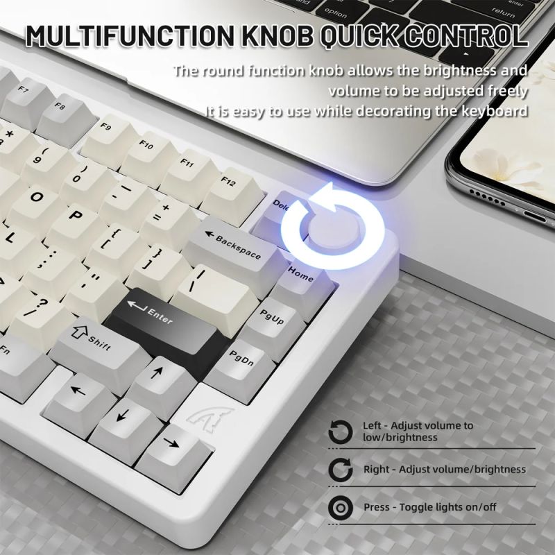 Клавіатура ігрова механічна Attack Shark X86 82кл.RGB,Wireless,Matcha Switch, Starlight White (X86SW_AS)