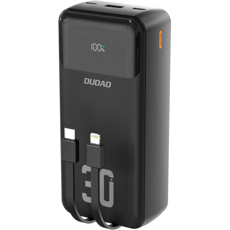 УМБ Dudao 30000mAh K15 MAX 22,5W PD,QC, USB-A, Lightning, USB-C In/Out, with USB-C/Lightning cables (6977196682478)