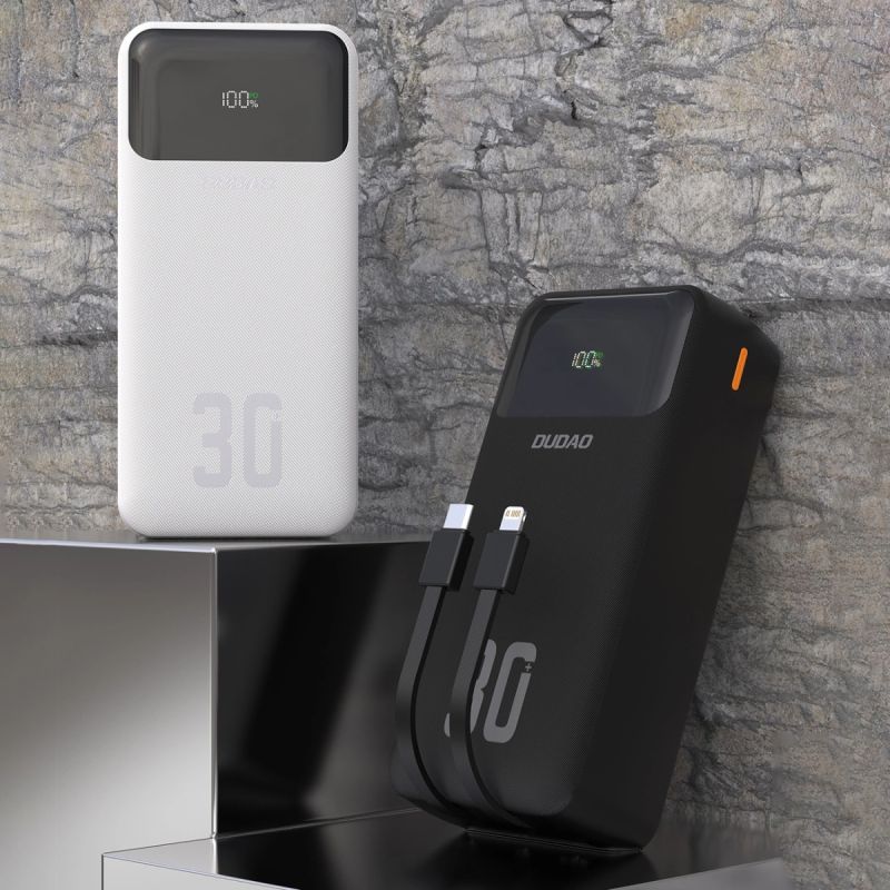 УМБ Dudao 30000mAh K15 MAX 22,5W PD,QC, USB-A, Lightning, USB-C In/Out, with USB-C/Lightning cables (6977196682478)