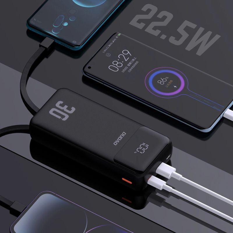 УМБ Dudao 30000mAh K15 MAX 22,5W PD,QC, USB-A, Lightning, USB-C In/Out, with USB-C/Lightning cables (6977196682478)