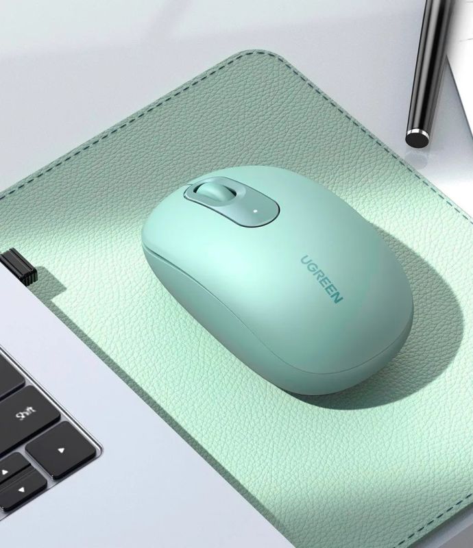 Мишка UGREEN 2.4GHz MU105, бездротова, 2400dpi., 3кн., Зелена (90672)