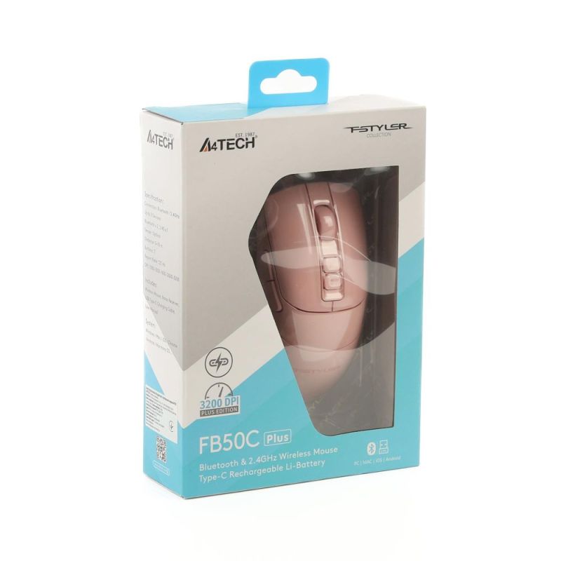 Мышь беспроводная A4Tech Fstyler FB50C Plus Pink (FB50C Plus (Pink))