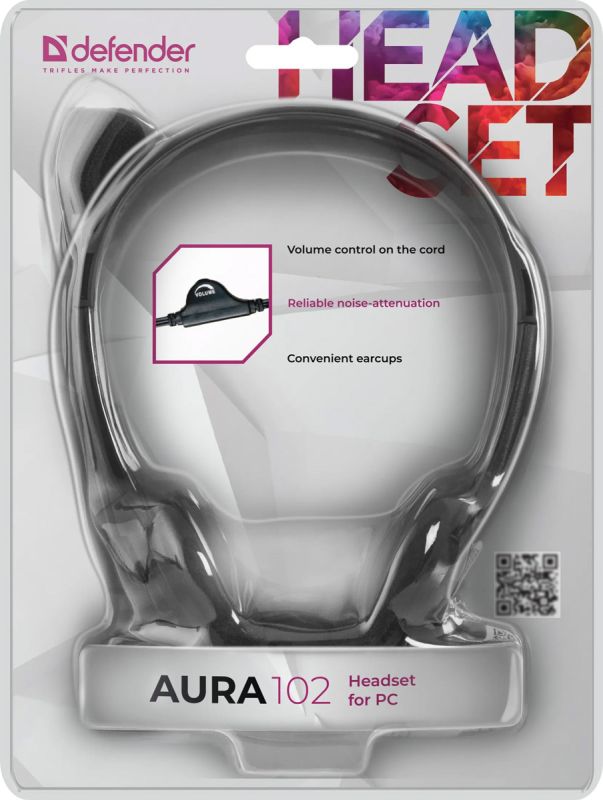 Гарнітура Defender Aura HN-102, 2х3,5мм, Black (63102)