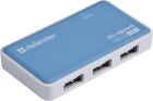 Хаб USB 2.0 -> 4xUSB 2.0 active, White-Blue Defender (83503)