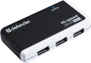 Хаб USB 2.0 -> 4xUSB 2.0 passive, Black-White Defender (83504)