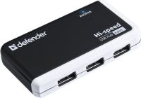 Хаб USB 2.0 -> 4xUSB 2.0 passive, Black-White Defender (83504)