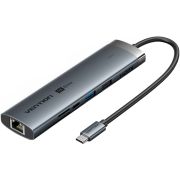 Док-станція USB3.2 Type-C --> HDMI 4K60Hz/USB 3.0/USB2.0/RJ45/SD/TF/PD 100W Hub 8-in-1 Vention (TGUHB)