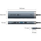 Док-станція USB3.2 Type-C --> HDMI 4K60Hz/USB 3.0/USB2.0/RJ45/SD/TF/PD 100W Hub 8-in-1 Vention (TGUHB)