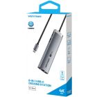 Док-станція USB3.2 Type-C --> HDMI 4K60Hz/USB 3.0/USB2.0/RJ45/SD/TF/PD 100W Hub 8-in-1 Vention (TGUHB)