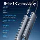 Док-станція USB3.2 Type-C --> HDMI 4K60Hz/USB 3.0/USB2.0/RJ45/SD/TF/PD 100W Hub 8-in-1 Vention (TGUHB)