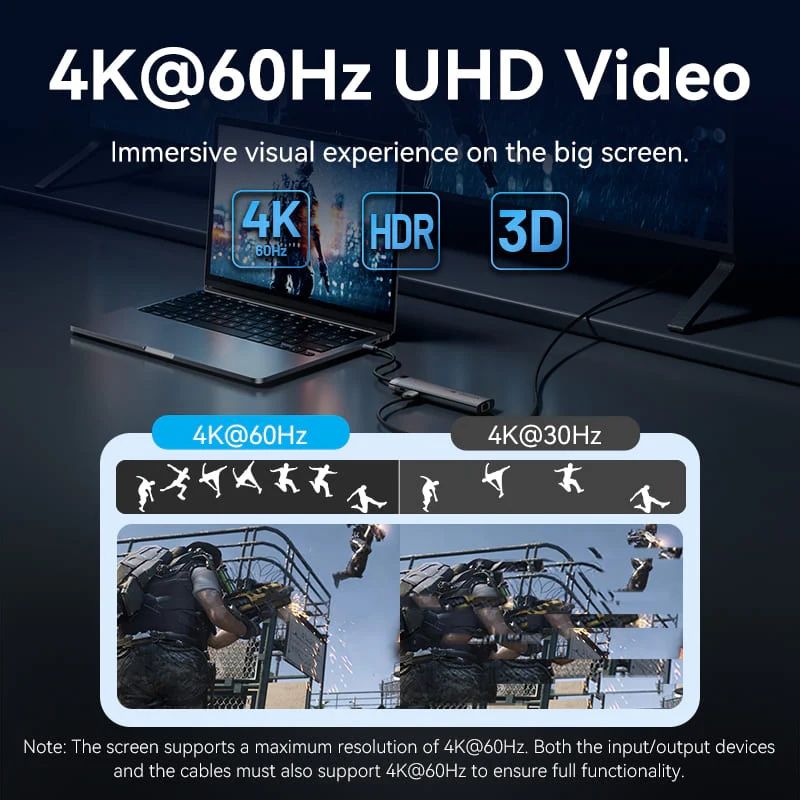 Док-станція USB3.2 Type-C --> HDMI 4K60Hz/USB 3.0/USB2.0/RJ45/SD/TF/PD 100W Hub 8-in-1 Vention (TGUHB)